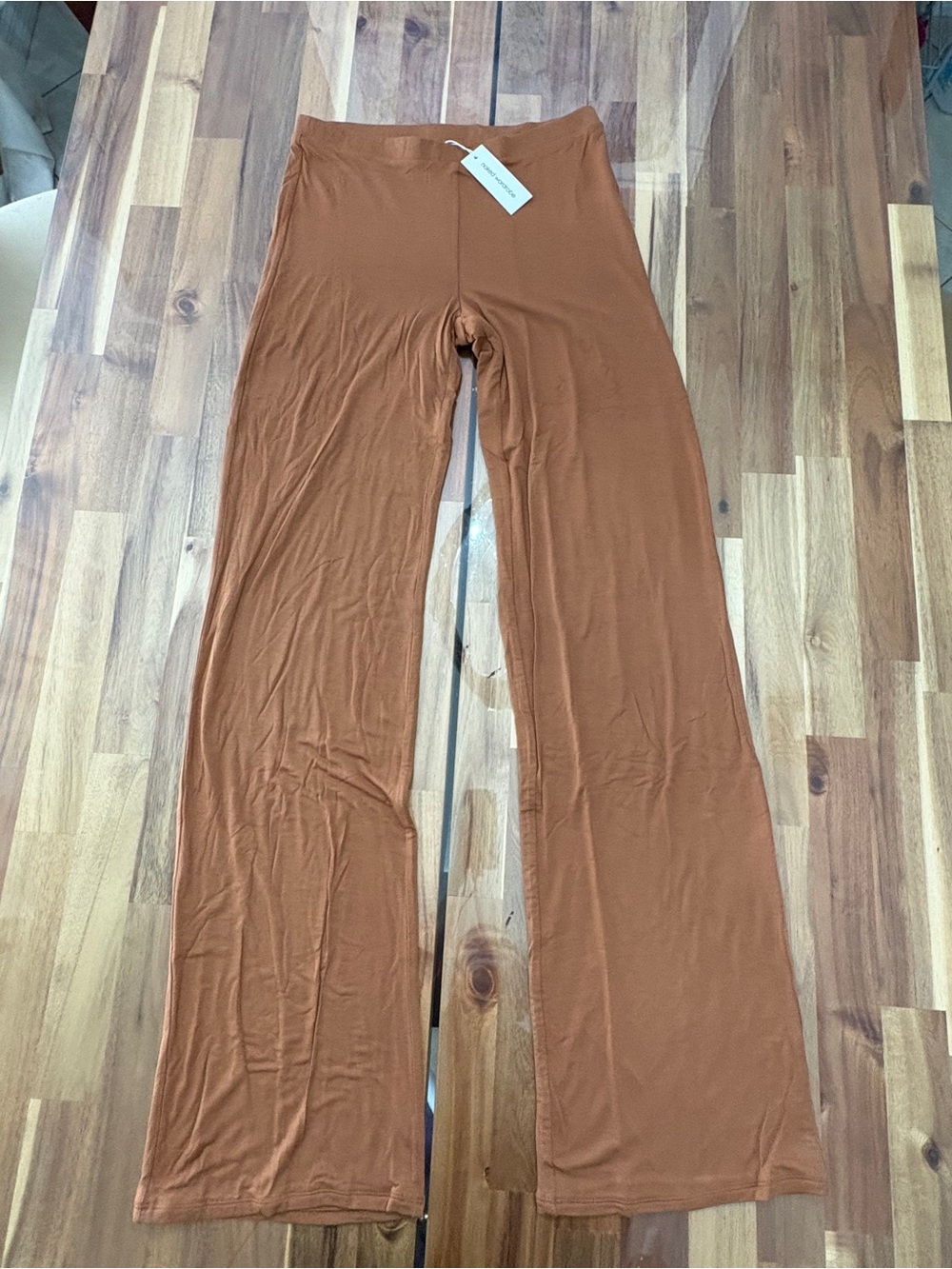 NWT Naked Wardrobe Sz L Modal Straight Fit Pants in Brown Sugar, Stretchy Casual